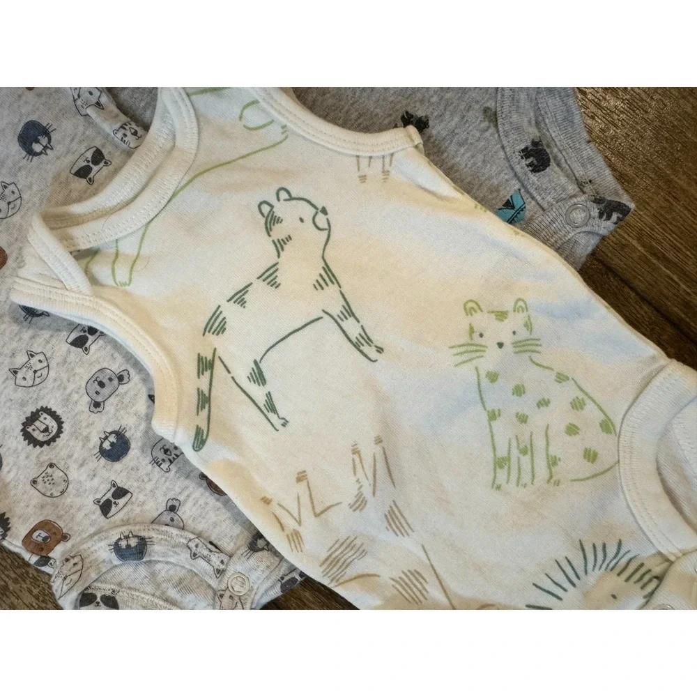 Carters Baby Newborn Short Sleeved Boys Bodysuits Shirts Romper Clothes Lot of 5